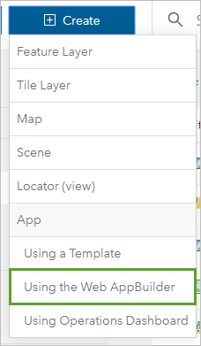 "Mit Web AppBuilder" auswählen